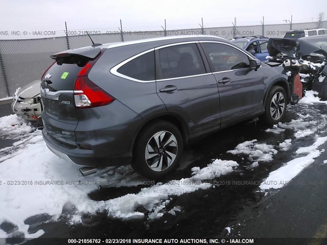 5J6RM4H9XFL000207 - 2015 HONDA CR-V TOURING GRAY photo 4