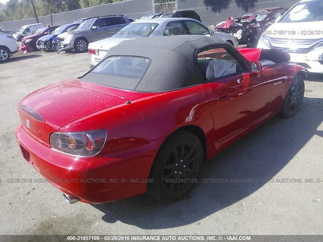 JHMAP21485S008015 - 2005 HONDA S2000 RED photo 4