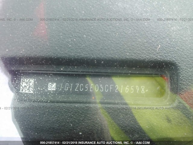 1G1ZC5E03CF216598 - 2012 CHEVROLET MALIBU 1LT 银色 照片 9