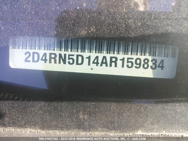 2D4RN5D14AR159834 - 2010 DODGE GRAND CARAVAN SXT WHITE photo 9