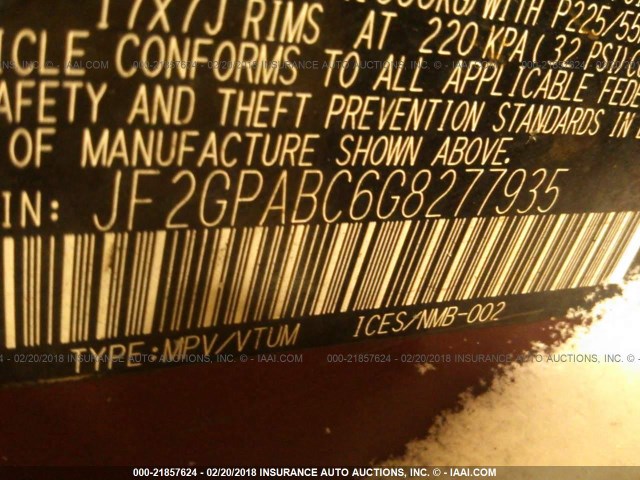 JF2GPABC6G8277935 - 2016 SUBARU CROSSTREK PREMIUM Tünd qırmızı foto 9