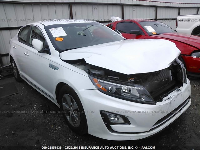 KNAGM4AD6F5090775 - 2015 KIA OPTIMA HYBRID WHITE photo 1