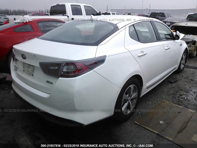 KNAGM4AD6F5090775 - 2015 KIA OPTIMA HYBRID WHITE photo 4