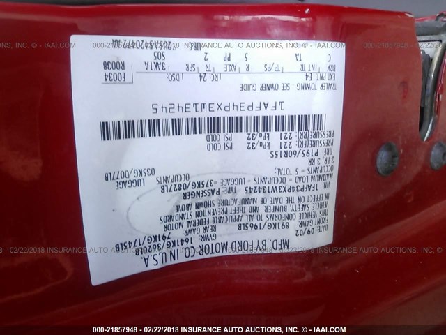 1FAHP383X3W332002 - 2003 FORD FOCUS ZTS RED photo 9