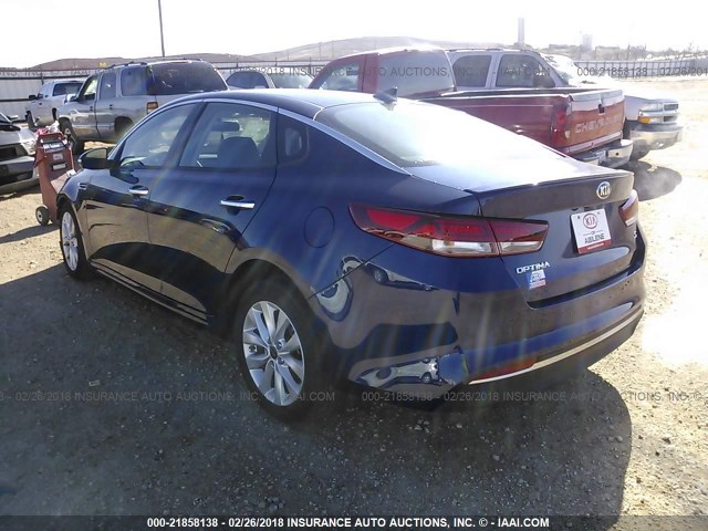 5XXGT4L36JG228863 - 2018 KIA OPTIMA LX/S BLUE photo 3