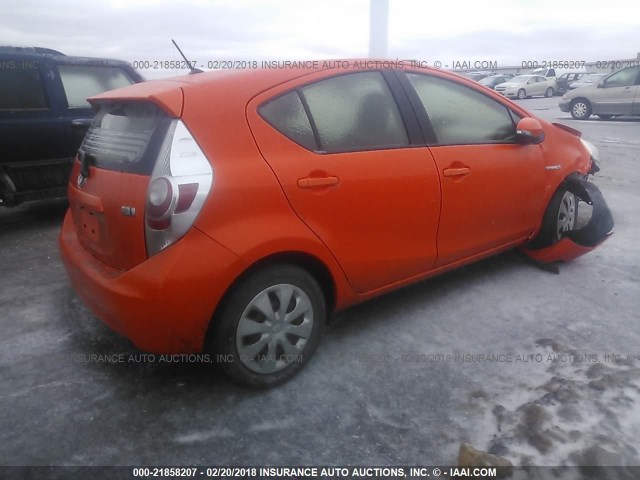 JTDKDTB37C1012912 - 2012 TOYOTA PRIUS C ORANGE photo 4