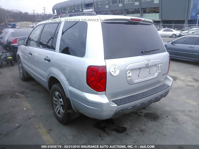 2HKYF18524H558075 - 2004 HONDA PILOT EXL SILVER photo 3