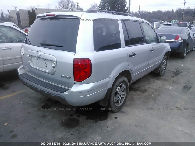 2HKYF18524H558075 - 2004 HONDA PILOT EXL SILVER photo 4