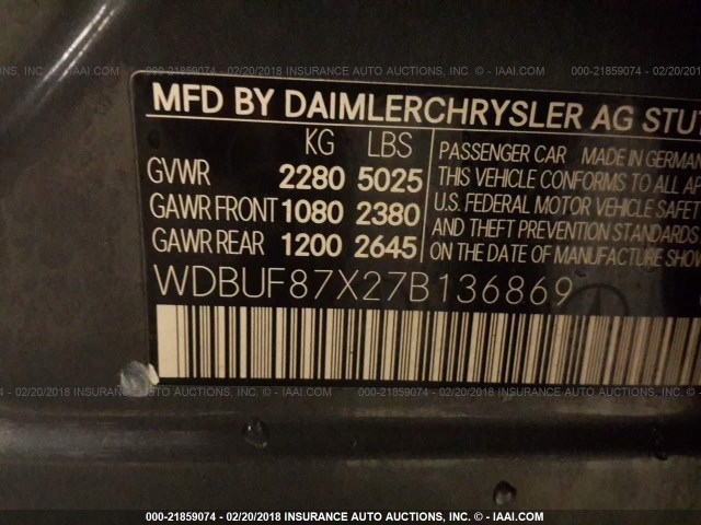 WDBUF87X27B136869 - 2007 MERCEDES-BENZ E 350 4MATIC GRAY photo 9