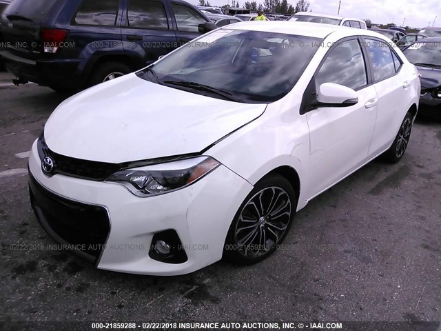 5YFBURHE7FP225922 - 2015 TOYOTA COROLLA L/LE/LE PLS/PRM/S/S PLS WHITE photo 2