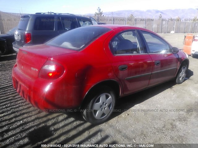 1B3ES26C14D554662 - 2004 DODGE NEON SE RED photo 4