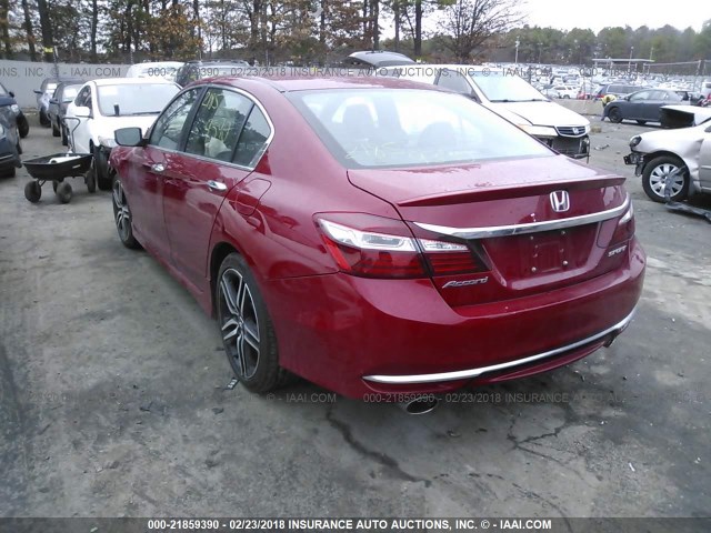 1HGCR2F57HA120273 - 2017 HONDA ACCORD SPORT RED photo 3