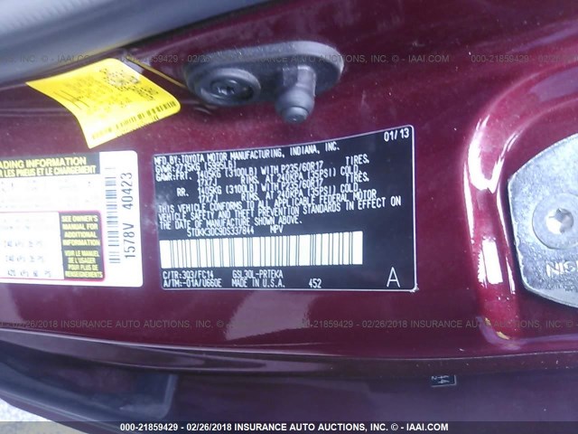 5TDKK3DC9DS337844 - 2013 TOYOTA SIENNA LE BURGUNDY photo 9