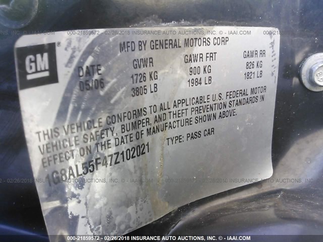 1G8AL55F47Z102021 - 2007 SATURN ION LEVEL 3 RED photo 9