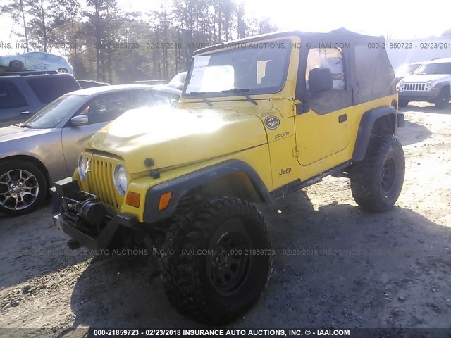 1J4FA49S73P374825 - 2003 JEEP WRANGLER / TJ SPORT YELLOW photo 2