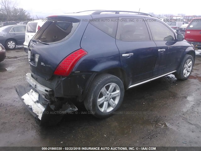 JN8AZ08W66W532799 - 2006 NISSAN MURANO SL/SE/S BLUE photo 4