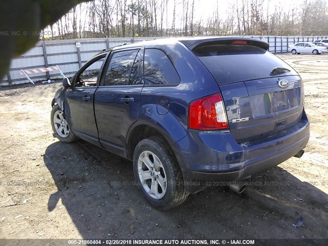 2FMDK4JC9CBA71479 - 2012 FORD EDGE SEL BLUE photo 3