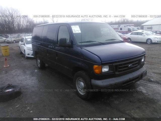 1FTRE14W46HA63853 - 2006 FORD ECONOLINE E150 VAN BLUE photo 1