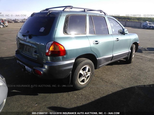 KM8SC83D51U134828 - 2001 HYUNDAI SANTA FE GLS/LX TEAL photo 4