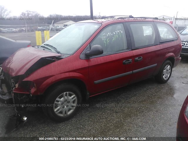 1D4GP24R35B357623 - 2005 DODGE GRAND CARAVAN SE RED photo 2