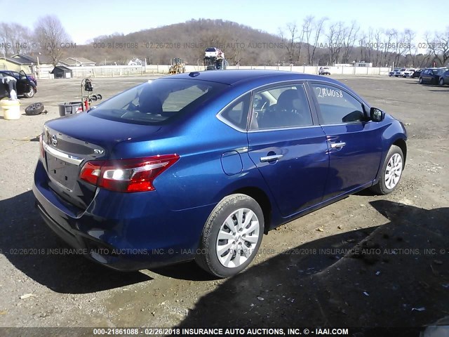 3N1AB7APXHL642357 - 2017 NISSAN SENTRA S/SV/SR/SL BLUE photo 4