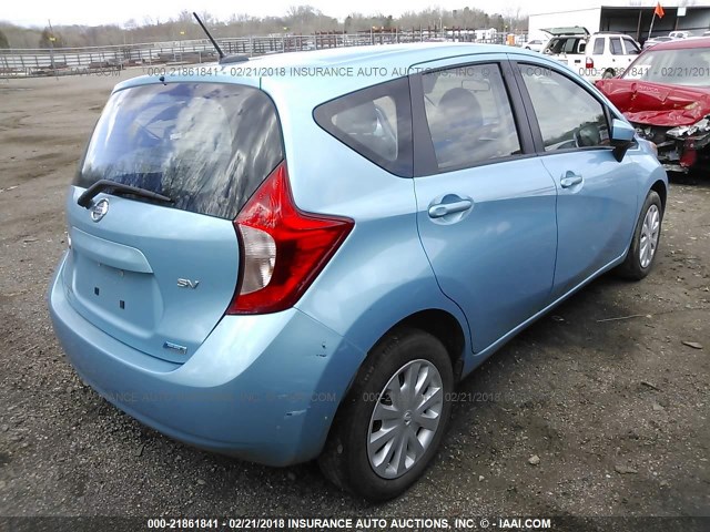 3N1CE2CP6FL402591 - 2015 NISSAN VERSA NOTE S/S PLUS/SV/SL/SR Light Blue photo 4