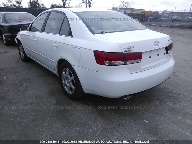 5NPEU46F76H090255 - 2006 HYUNDAI SONATA GLS/LX WHITE photo 3