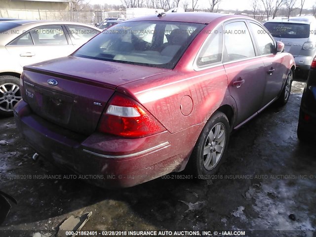 1FAHP24107G149352 - 2007 FORD FIVE HUNDRED SEL RED photo 4