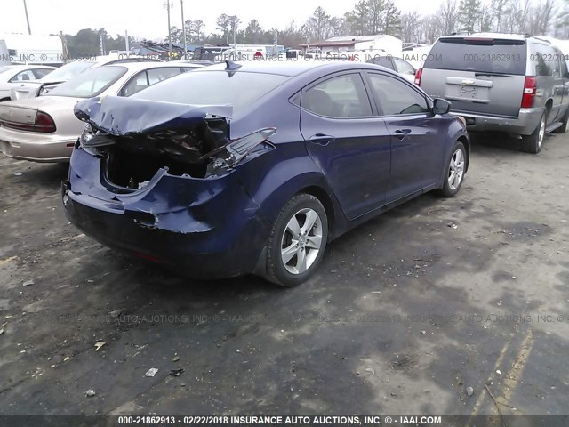 5NPDH4AEXDH418635 - 2013 HYUNDAI ELANTRA GLS/LIMITED BLUE photo 4