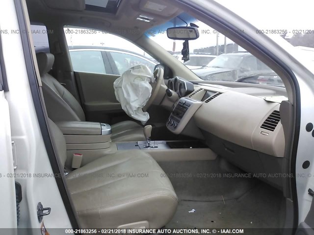 JN8AZ08W87W667333 - 2007 NISSAN MURANO SL/SE/S WHITE photo 5