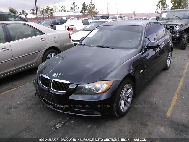 WBAVC53588FZ89284 - 2008 BMW 328 I SULEV BLACK photo 2