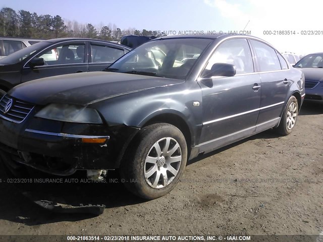 WVWPD63B02P346417 - 2002 VOLKSWAGEN PASSAT GLS GRAY photo 2