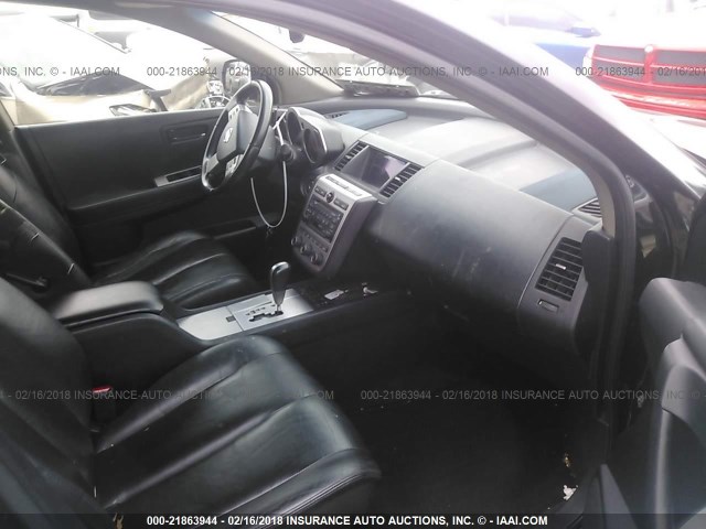 JN8AZ08W03W230131 - 2003 NISSAN MURANO SL/SE BLACK photo 5