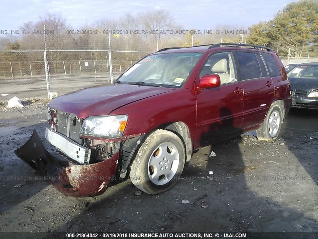 JTEEP21AX60177468 - 2006 TOYOTA HIGHLANDER LIMITED RED photo 2