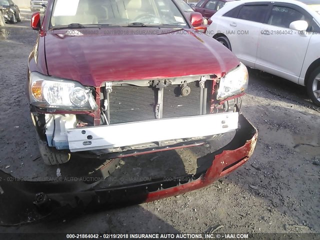 JTEEP21AX60177468 - 2006 TOYOTA HIGHLANDER LIMITED RED photo 6