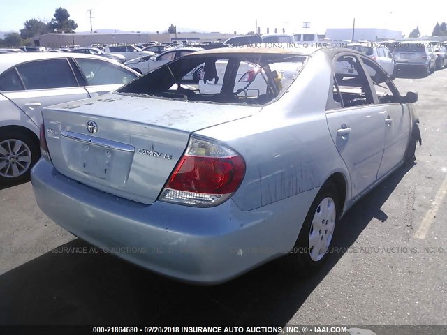 JTDBE32K363053437 - 2006 TOYOTA CAMRY LE/XLE Light Blue photo 4