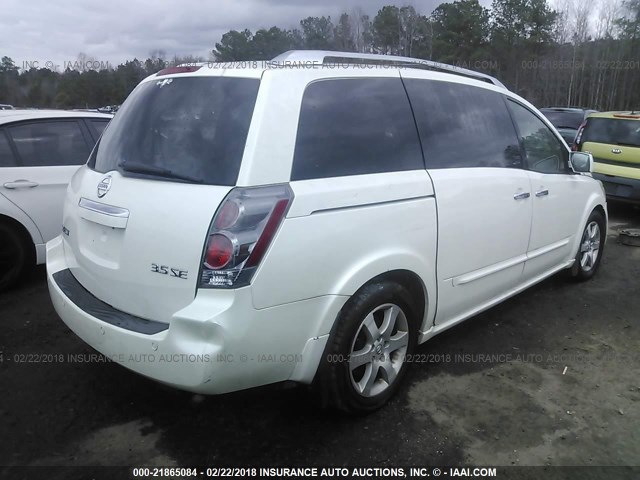 5N1BV28U88N104064 - 2008 NISSAN QUEST S/SE/SL WHITE photo 4