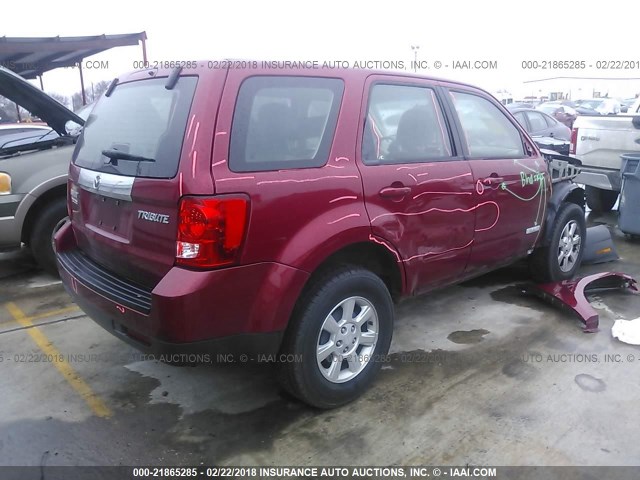 4F2CZ02Z28KM23872 - 2008 MAZDA TRIBUTE I RED photo 4