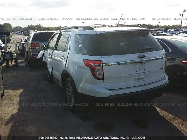 1FM5K7D80DGA76237 - 2013 FORD EXPLORER XLT WHITE photo 3