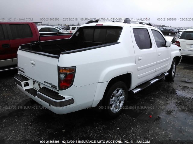 2HJYK16518H500063 - 2008 HONDA RIDGELINE RTL WHITE photo 4