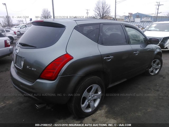 JN8AZ08W95W407424 - 2005 NISSAN MURANO SL/SE/S GRAY photo 4