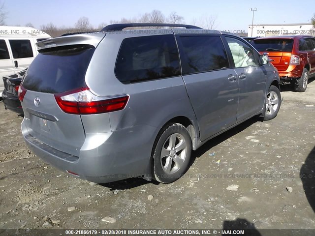 5TDKK3DC1FS536535 - 2015 TOYOTA SIENNA LE SILVER photo 4