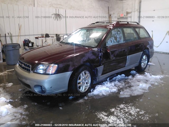 4S3BH6861Y7643229 - 2000 SUBARU LEGACY OUTBACK LIMITED MAROON photo 2