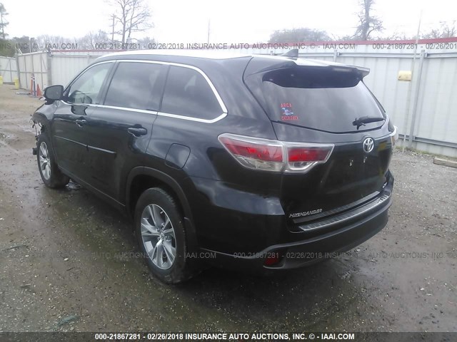 5TDKKRFHXFS117403 - 2015 TOYOTA HIGHLANDER XLE შავი ფოტო 3