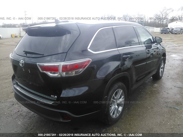 5TDKKRFHXFS117403 - 2015 TOYOTA HIGHLANDER XLE BLACK photo 4