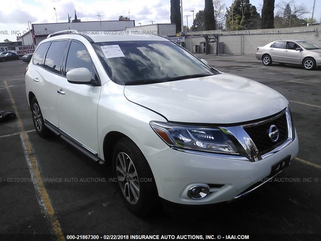 5N1AR2MN4FC624625 - 2015 NISSAN PATHFINDER S/SV/SL/PLATINUM WHITE photo 1