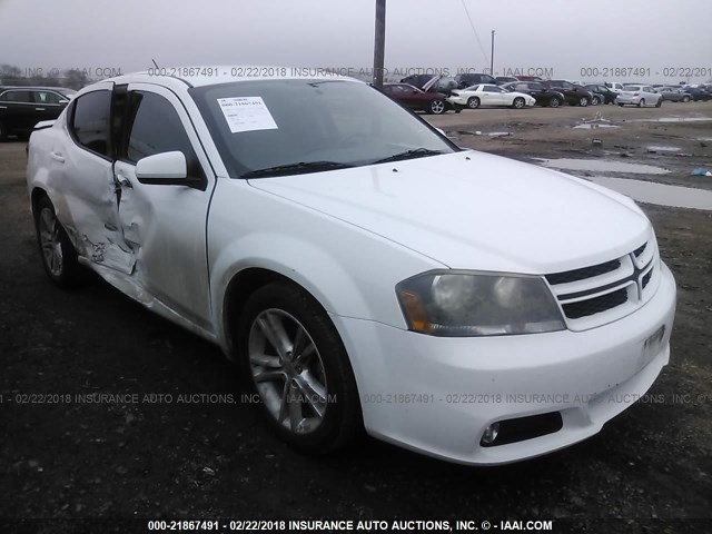 1C3CDZCBXDN567915 - 2013 DODGE AVENGER SXT WHITE photo 1