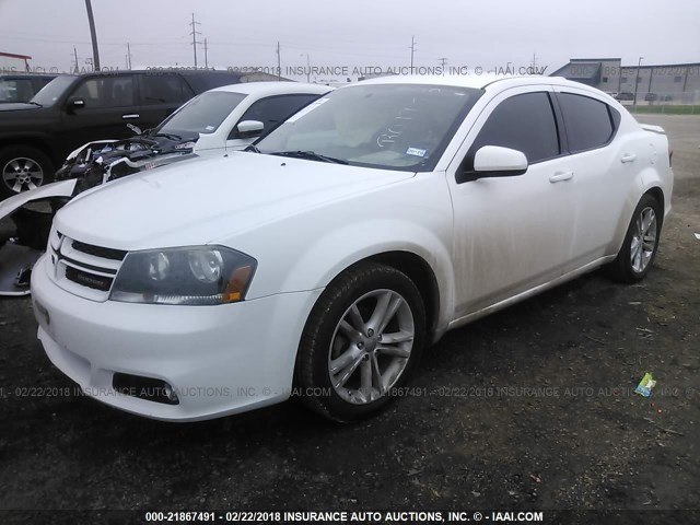 1C3CDZCBXDN567915 - 2013 DODGE AVENGER SXT WHITE photo 2