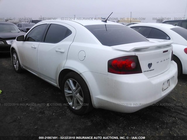 1C3CDZCBXDN567915 - 2013 DODGE AVENGER SXT WHITE photo 3