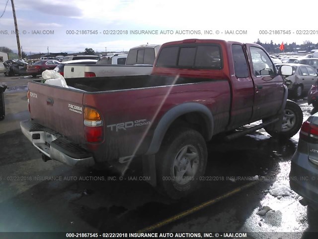 5TESN92N33Z154827 - 2003 TOYOTA TACOMA XTRACAB PRERUNNER წითელი ფოტო 4